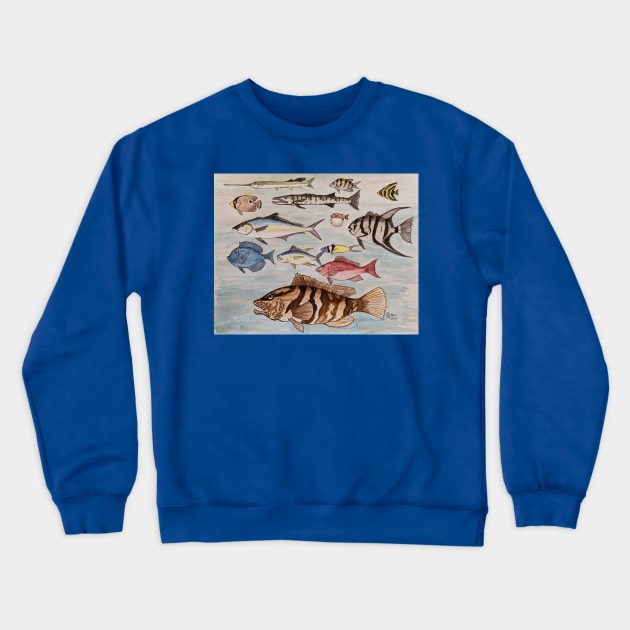 Saltwater Fish of the Sea Crewneck Sweatshirt by Matt Starr Fine Art